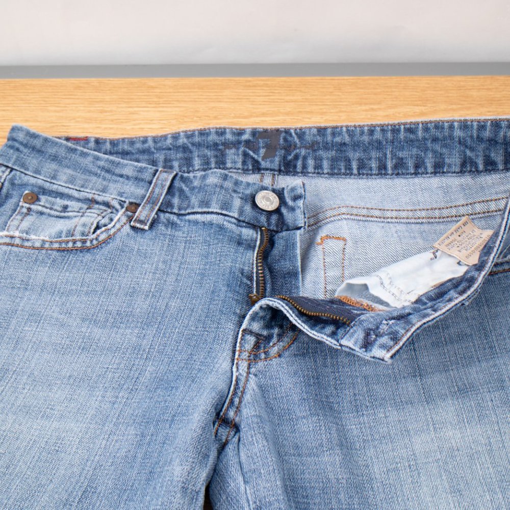 7 For All Mankind A Pocket Bootcut 27 (29 X 30) Women's Denim Jeans Raw Hem - Picture 10 of 11